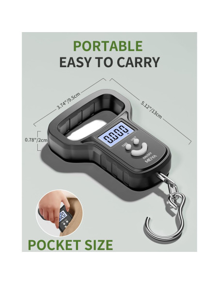 Balanza de Pesca Digital Kaifeng M01-01, 49.9 kg, USB-C, Negro