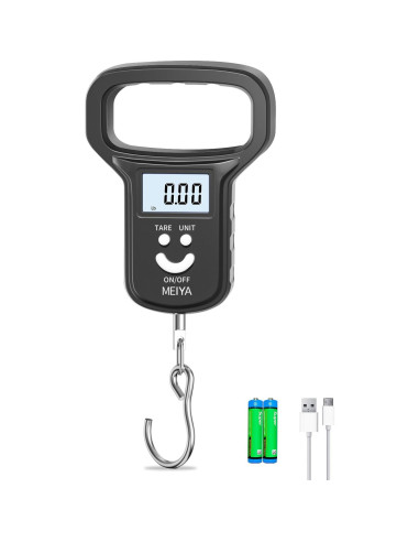 Balanza de Pesca Digital Kaifeng M01-01, 49.9 kg, USB-C, Negro