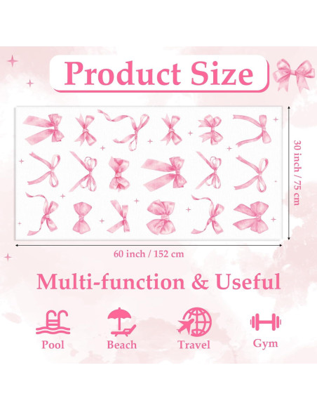 Toalla de Playa R HORSE Rosa con Lazo 76.2 x 152.4 cm Microfibra