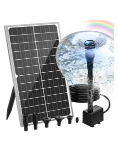 Bomba de Agua Solar AMZtime 15W con Panel de Vidrio para Jardín