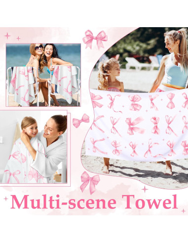 Toalla de Playa R HORSE Rosa con Lazo 76.2 x 152.4 cm Microfibra