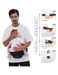 Portabebés Ergonómico Ajustable con Bolsillos - Negro 2