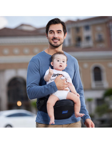 Portabebés Ergonómico Ajustable con Bolsillos - Negro