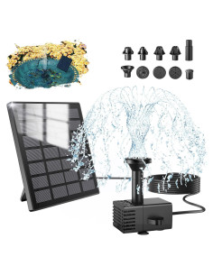 Bomba de Fuente Solar SZMP 1.8W con 9 Boquillas y 3m Cable