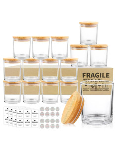 Paquete de 15 tarros de vela de vidrio SUPMIND 198ml con tapa de bambú