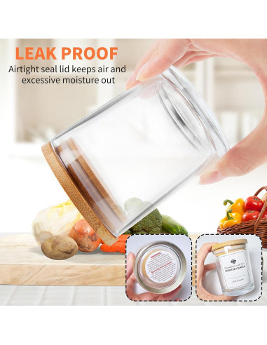 Paquete de 15 tarros de vela de vidrio SUPMIND 198ml con tapa de bambú