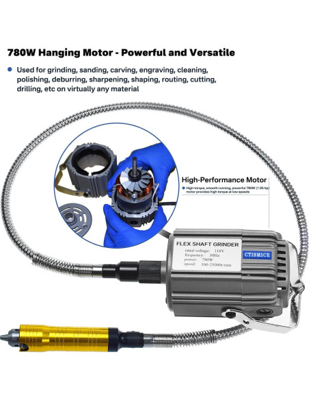 Amoladora Rotativa 780W CTISMICE con Eje Flexible y 105 Accesorios