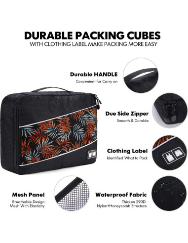 Organizador de Equipaje Idesort - 4 Cubos de Empaque Duraderos