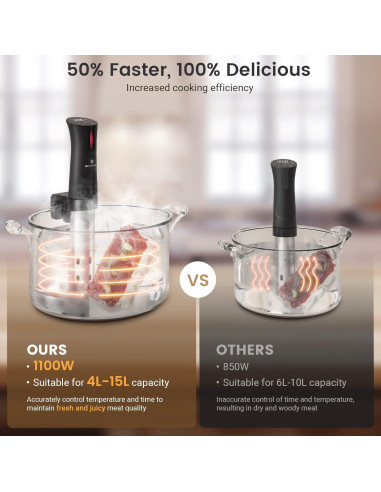 Máquina Sous Vide BLITZHOME 1100W Control WiFi 15L Acero Inoxidable