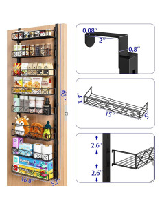 Organizador de Puerta MIAOLI 8 Niveles Negro Ajustable 2