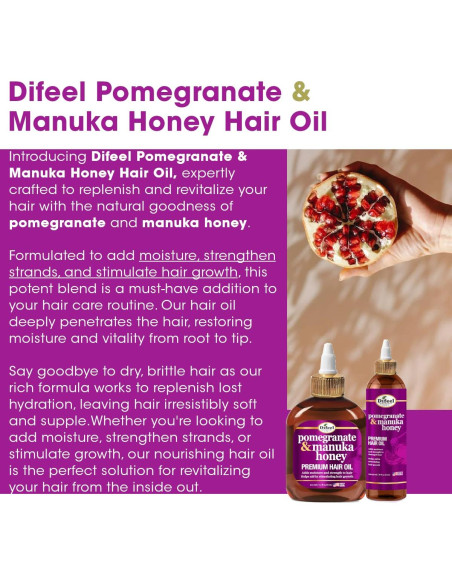 Aceite Capilar Difeel Granada & Miel de Manuka 75 ml - Hidratante y Fortalecedor Aceite Capilar Difeel Granada & Miel de Manuka 75 ml - Hidratante y Fortalecedor