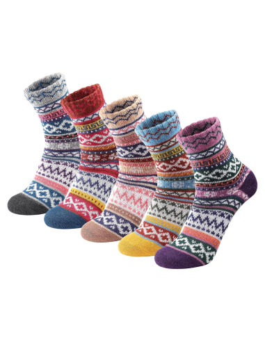 5 Pares de Calcetines de Lana para Mujeres - Cálidos y Acogedores