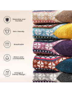5 Pares de Calcetines de Lana para Mujeres - Cálidos y Acogedores 2