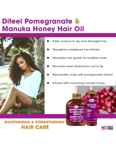 Aceite Capilar Difeel Granada & Miel de Manuka 75 ml - Hidratante y Fortalecedor