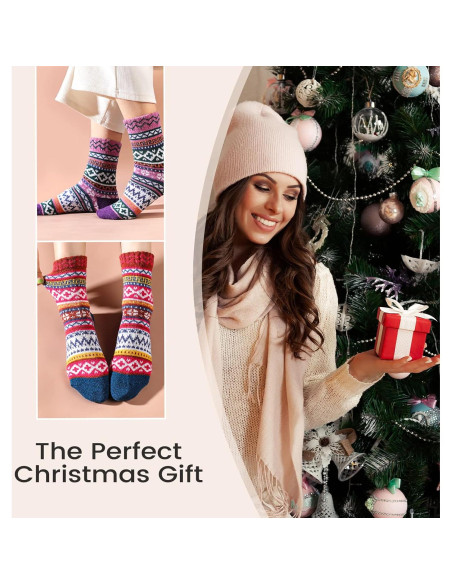 5 Pares de Calcetines de Lana para Mujeres - Cálidos y Acogedores