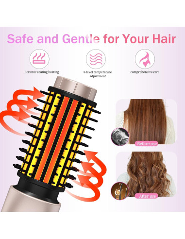 Cepillo Rizador Inalámbrico Dongxw 3-en-1 Rosa Blush