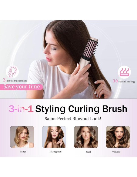 Cepillo Rizador Inalámbrico Dongxw 3-en-1 Rosa Blush