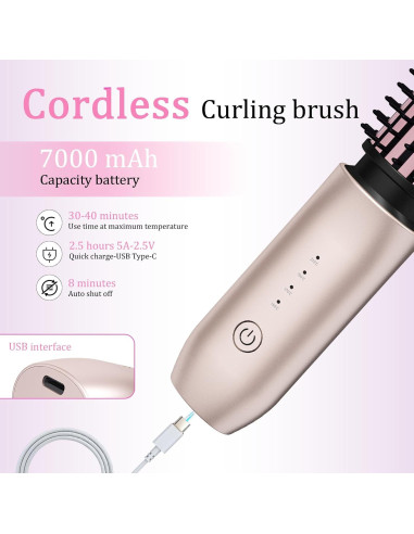 Cepillo Rizador Inalámbrico Dongxw 3-en-1 Rosa Blush
