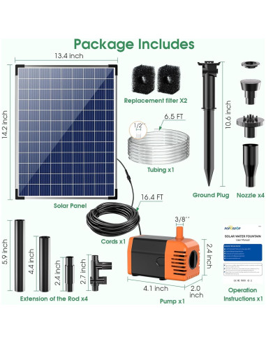 Bomba de Fuente Solar Antfraer 25W para Jardín y Estanque