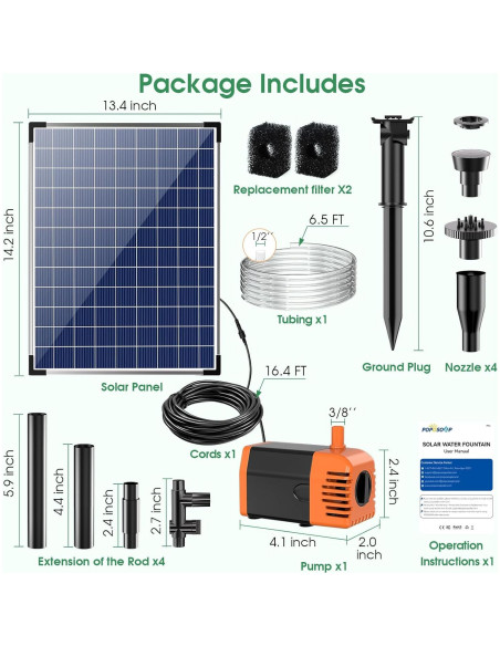 Bomba de Fuente Solar Antfraer 25W para Jardín y Estanque