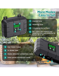 Sistema de Riego Solar Automático 8W con Estanque de Peces 2