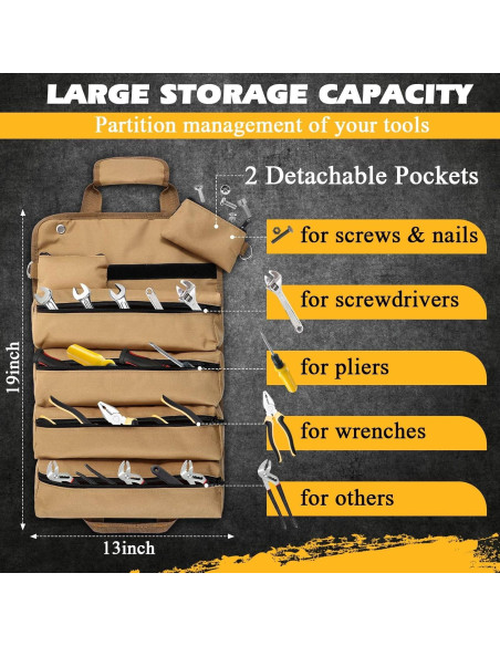 Bolsa de Herramientas Enrollable Hillban Caqui 35x11cm