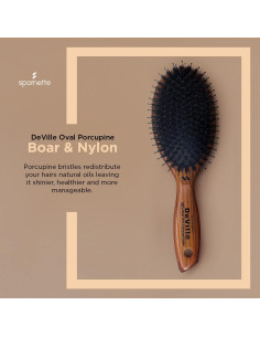 Cepillo Ovalado Spornette DeVille Jabalí y Nylon 24.6cm 2