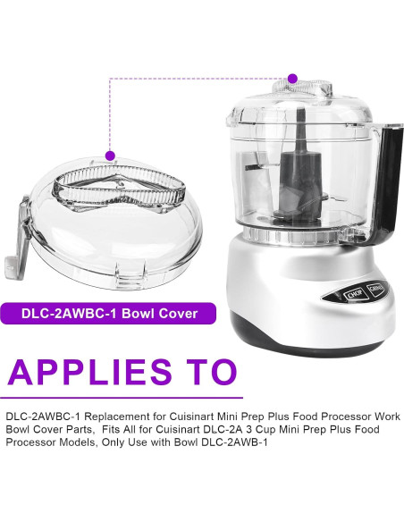 Tapa de Tazón de Reemplazo Cuisinart DLC-2AWBC-1 Mini Prep Plus