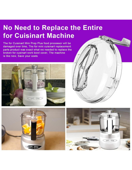 Tapa de Tazón de Reemplazo Cuisinart DLC-2AWBC-1 Mini Prep Plus