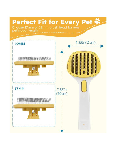 Cepillo de Vapor 3-en-1 FURGO para Perros y Gatos - Control de Muda