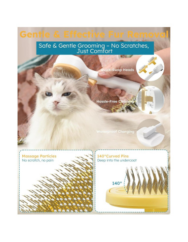 Cepillo de Vapor 3-en-1 FURGO para Perros y Gatos - Control de Muda