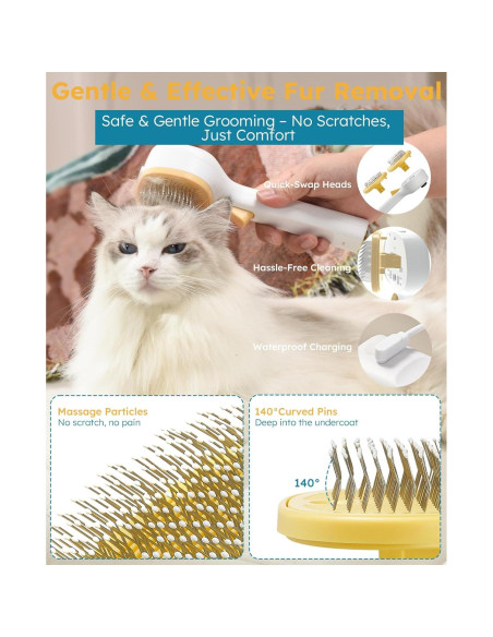 Cepillo de Vapor 3-en-1 FURGO para Perros y Gatos - Control de Muda