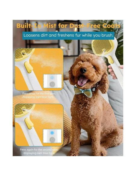 Cepillo de Vapor 3-en-1 FURGO para Perros y Gatos - Control de Muda