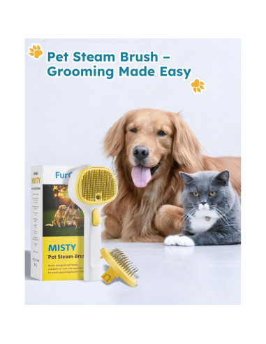 Cepillo de Vapor 3-en-1 FURGO para Perros y Gatos - Control de Muda