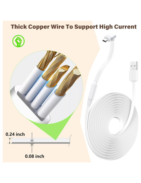 Cable de Extensión Micro USB 7.5m Goldtime para WYZE Cam