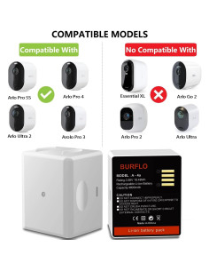 Paquete de 2 Baterías Recargables Arlo BURFLO 4800mAh 2
