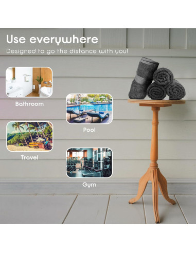 Set de 4 Toallas de Baño Ariv 100% Algodón Grande Gris