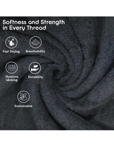 Set de 4 Toallas de Baño Ariv 100% Algodón Grande Gris