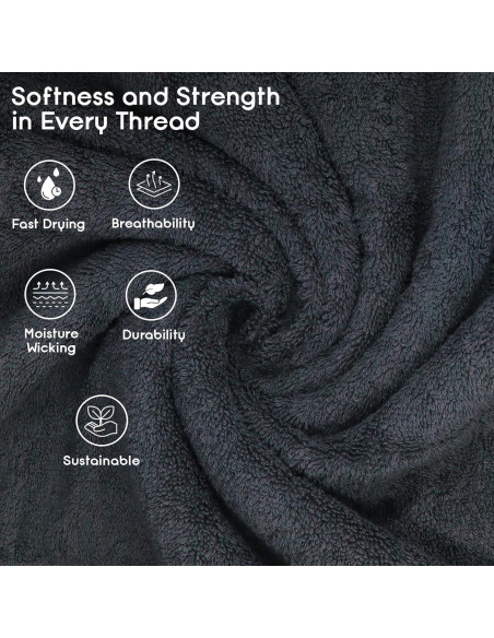 Set de 4 Toallas de Baño Ariv 100% Algodón Grande Gris