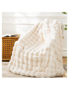 Manta de Piel Sintética BENVWE 129.54x160.02 cm Blanca