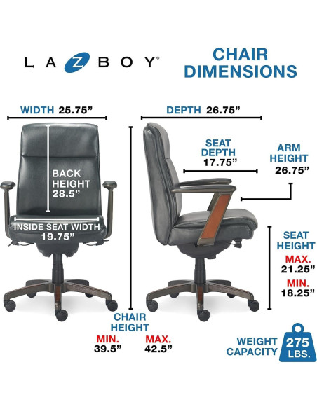 Silla de Oficina Ergonómica La-Z-Boy Dawson Negra Ajustable