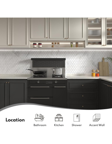 Azulejo Mosaico Hexagonal Lovdeco Bianco Orion 5 Hojas 0.32 m