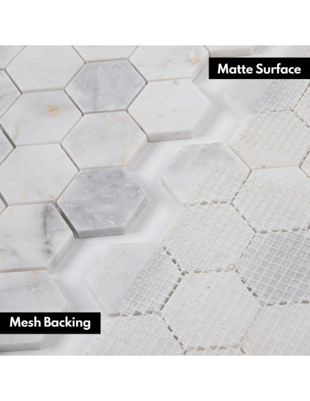 Azulejo Mosaico Hexagonal Lovdeco Bianco Orion 5 Hojas 0.32 m Azulejo Mosaico Hexagonal Lovdeco Bianco Orion 5 Hojas 0.32 m