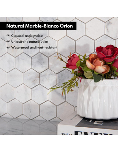 Azulejo Mosaico Hexagonal Lovdeco Bianco Orion 5 Hojas 0.32 m