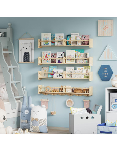 Estantería Flotante para Niños Dixryaus 86 cm Madera Clara