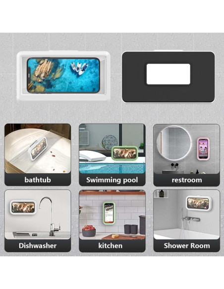 Soporte para teléfono de ducha impermeable Xbanya 360 blanco