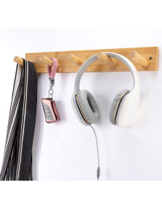 Perchero de pared Fujinzhu de bambú 5 ganchos 43.9 cm 2