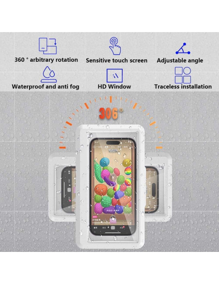 Soporte para teléfono de ducha impermeable Xbanya 360 blanco