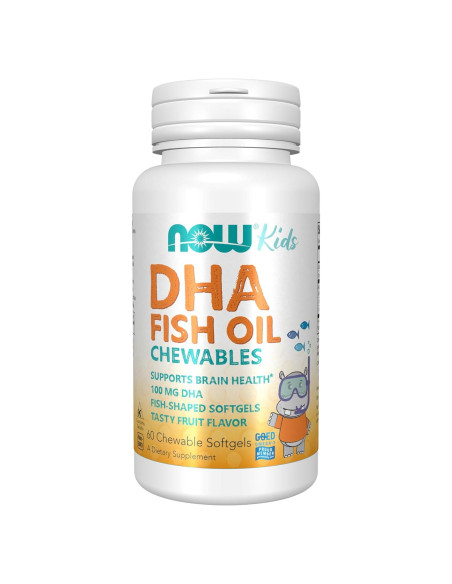 Suplemento DHA Niños NOW Foods 100 mg Sabor Fruta 60 Geles