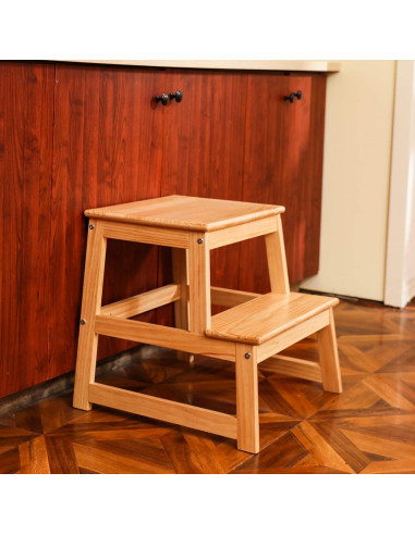 Escalera de cocina Wiifo para niños con barandilla - Natural